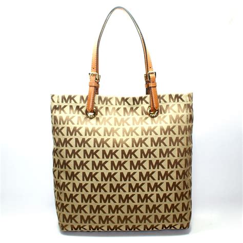 michael kors jet set mk logo jacquard large tote bag